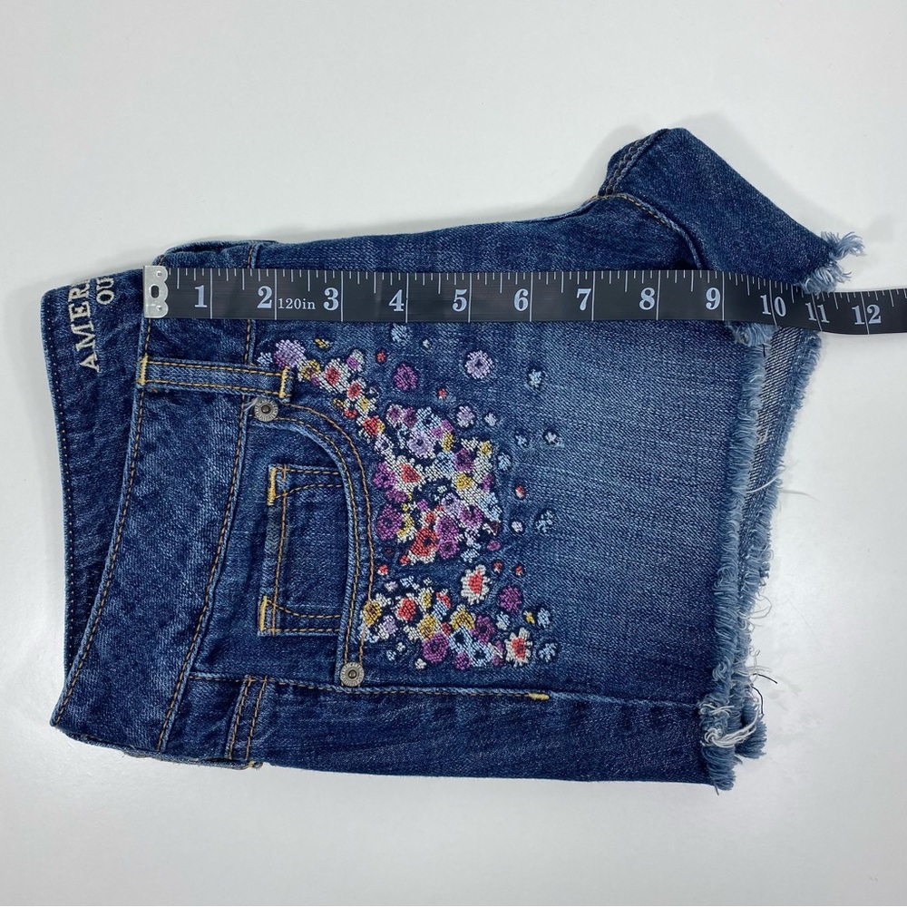 American Eagle Outfitters Ditzy Floral Embroidered Cutoffs Denim Jean Shorts 4 - Picture 10 of 11